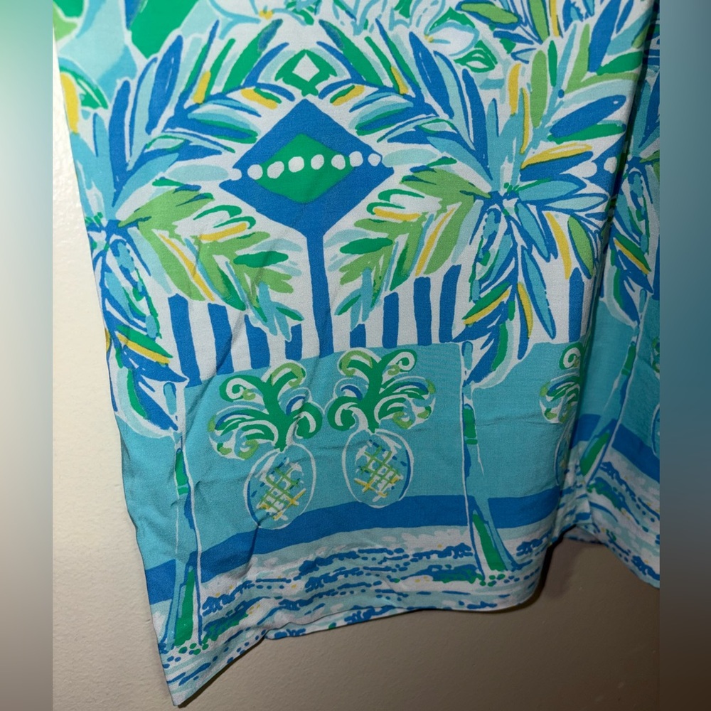 LILLY PULITZER Whisper Blue Green Bal Harbour Mid-Rise Palazzo Pants Large NWT - Picture 9 of 15